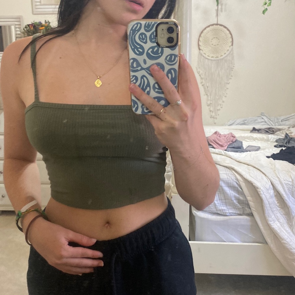olive green tank top